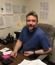 Royal Shearer at his desk