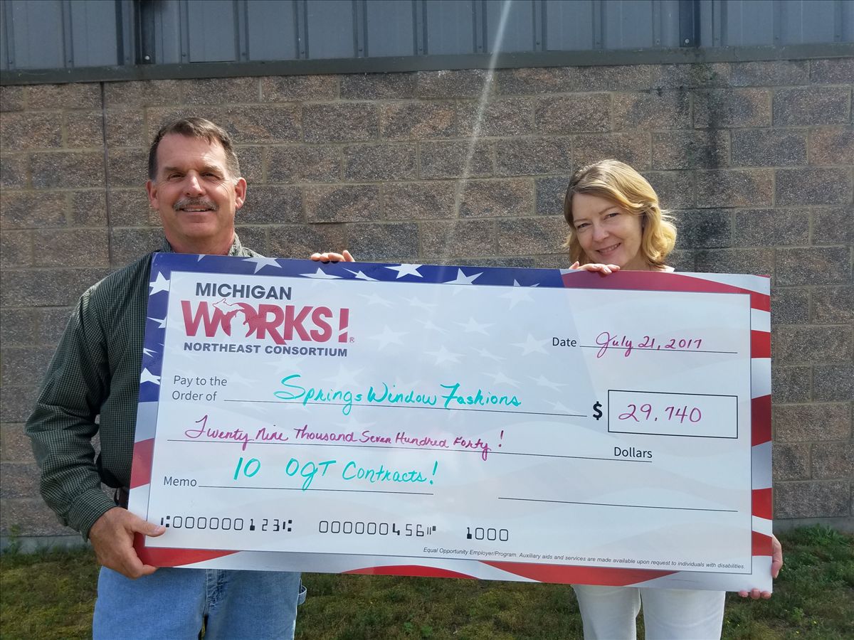 Springs Window Fashion Receives OJT Reimbursements
